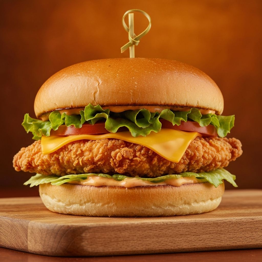Delicious crispy fried chicken burger